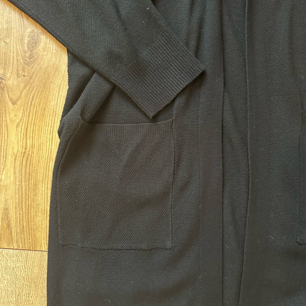 Black knit hooded cardigan